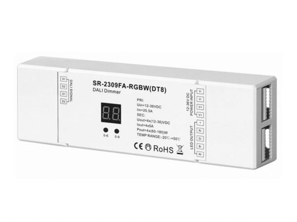 SR-2309FA-RGBW (DT8) DALI LED Controller 4-Kanal 4x5A 12-36V
