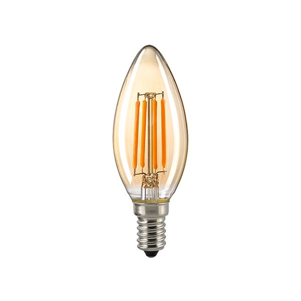 LED Filament Leuchtmittel Kerze gold 4W E14 410lm 2400K dimmbar