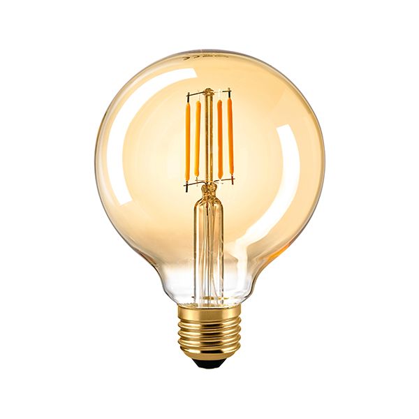 LED Filament Leuchtmittel Globe Gold 95mm 7W E27 720lm 2500K dimmbar