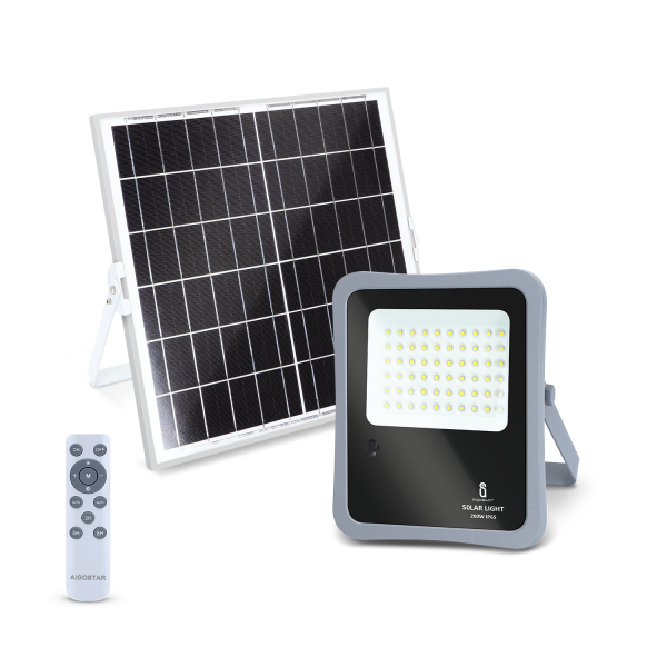 Solar LED Flutlicht 200W 1600LM IP65 Kaltweiß 6500K Inkl. Fernbedienung