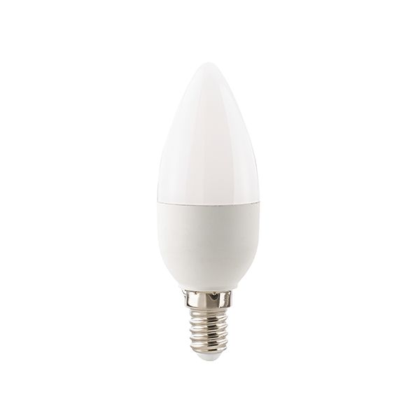 LED Leuchtmittel Ecolux Kerze opal 4,9W E14 470lm 2700K dimmbar