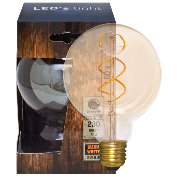 Dekoratives Spiral-LED Leuchtmittel 1800K, gold getönt, 5W Globe