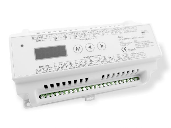 D24-DIN LED DMX Controller Hutschiene 24x3A 12-24VDC